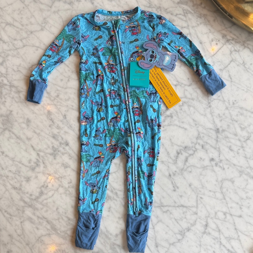 Posh Peanut Blue Tropical Stitch Zip-Up Footie